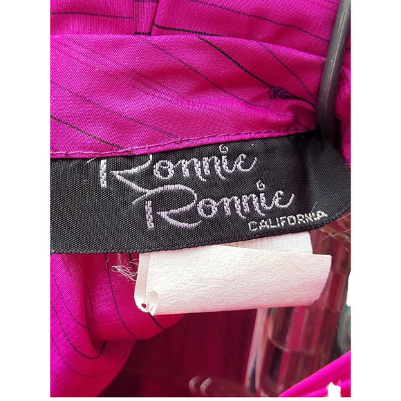 Vintage 70s Ronnie of California Pink Stripe Ruffle Puffy‎ Secretary Blouse - Picture 4 of 11